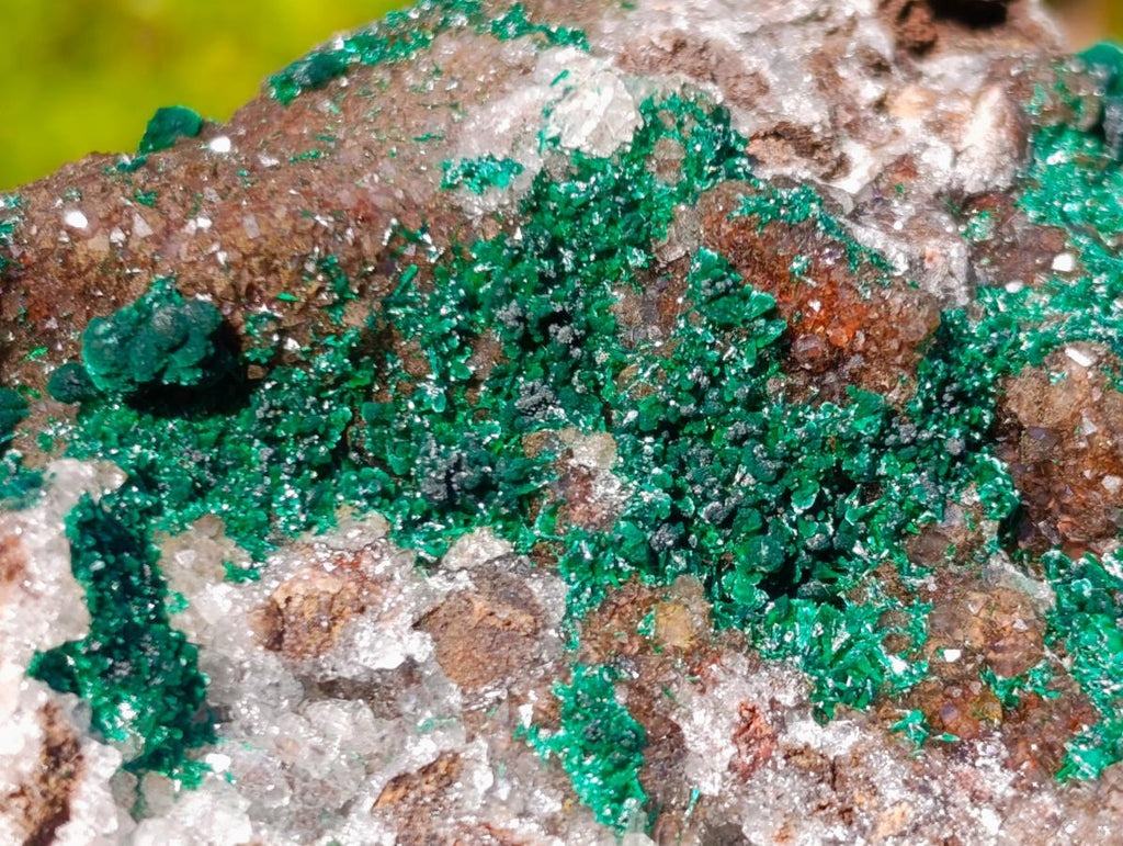 Natural Cabinet Sized Ball Malachite Specimens Coated with Drusy Quartz on Dolomite x 3 From Mindingi Mine, Congo - Toprock Gemstones and Minerals 
