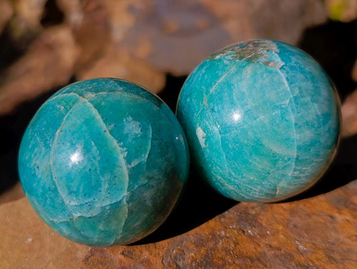 Polished Amazonite Spheres x 6 From Madagascar - Toprock Gemstones and Minerals 
