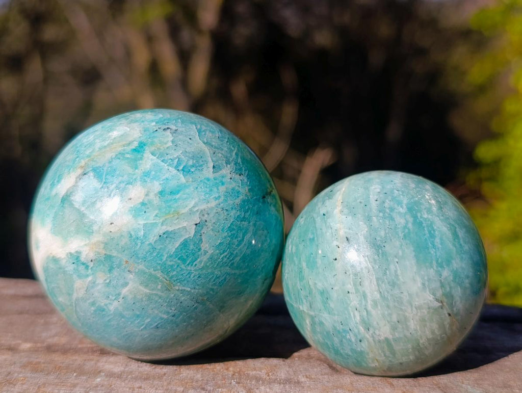Polished Amazonite Spheres x 6 From Madagascar - Toprock Gemstones and Minerals 