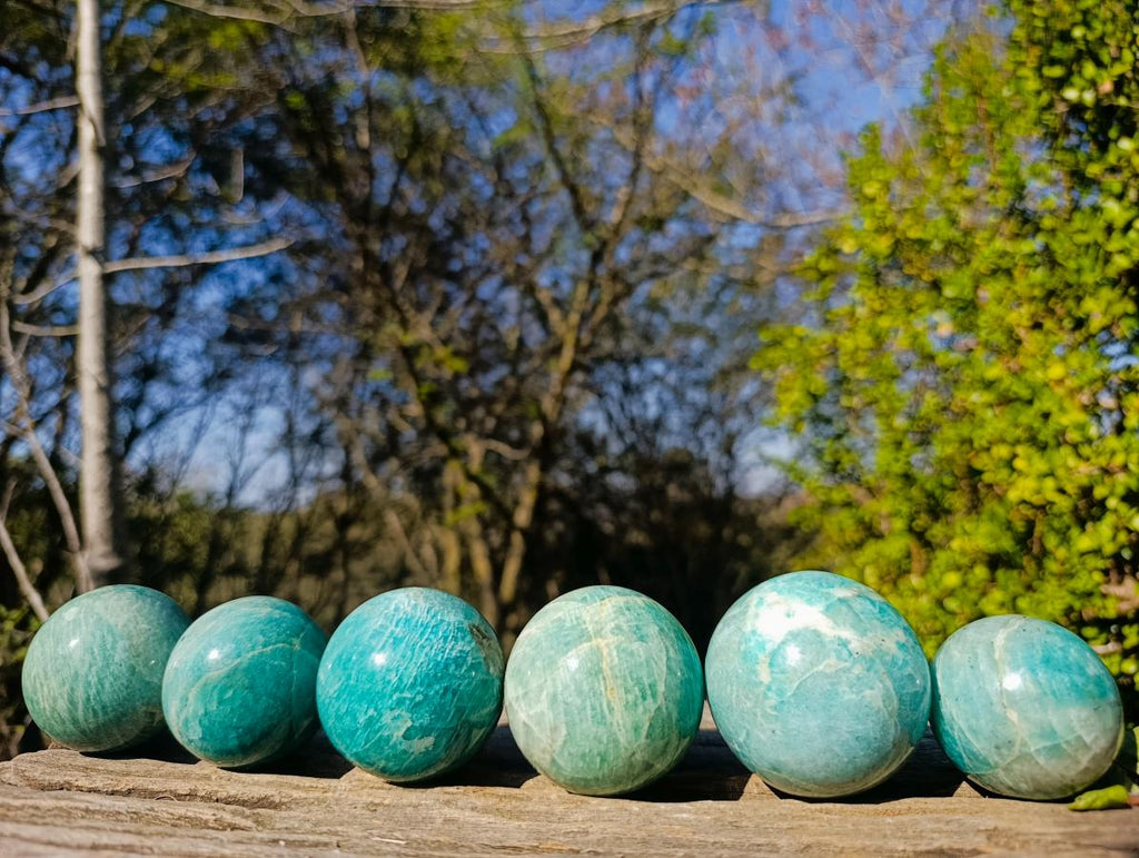 Polished Amazonite Spheres x 6 From Madagascar - Toprock Gemstones and Minerals 