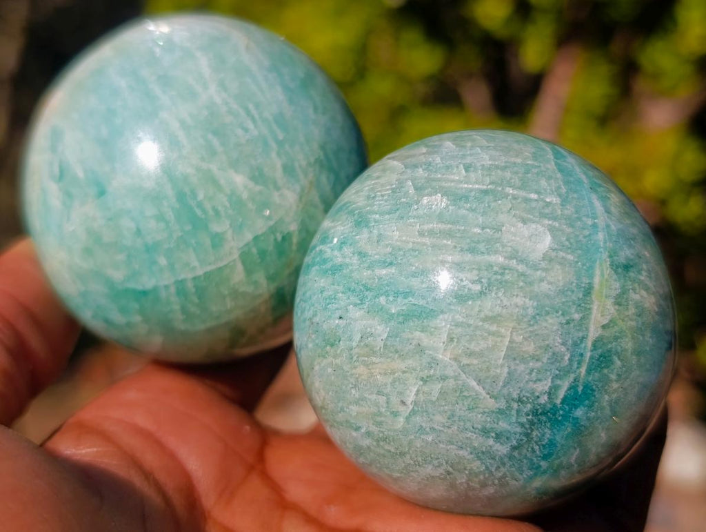 Polished Amazonite Spheres x 6 From Madagascar - Toprock Gemstones and Minerals 