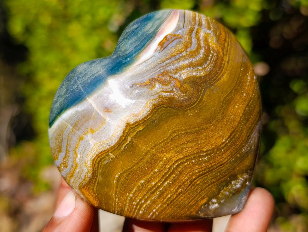 Polished Ocean Jasper Hearts x 6 From Northwest Coast, Madagascar - Toprock Gemstones and Minerals 