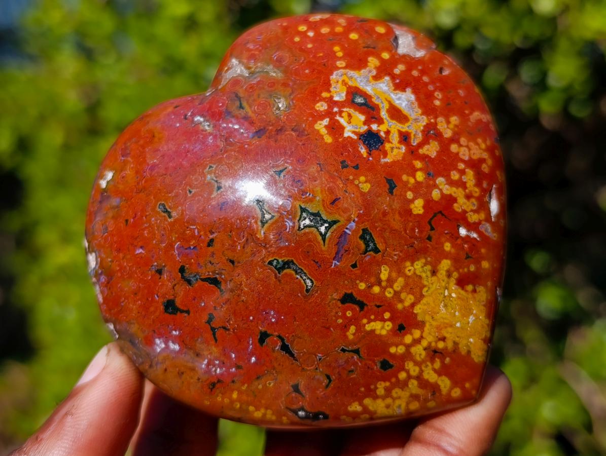 Polished Ocean Jasper Hearts x 6 From Northwest Coast, Madagascar - Toprock Gemstones and Minerals 