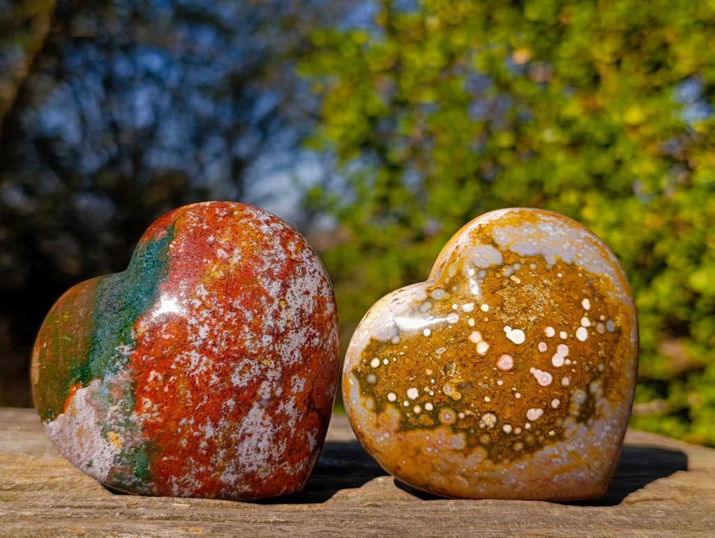 Polished Ocean Jasper Hearts x 6 From Northwest Coast, Madagascar - Toprock Gemstones and Minerals 