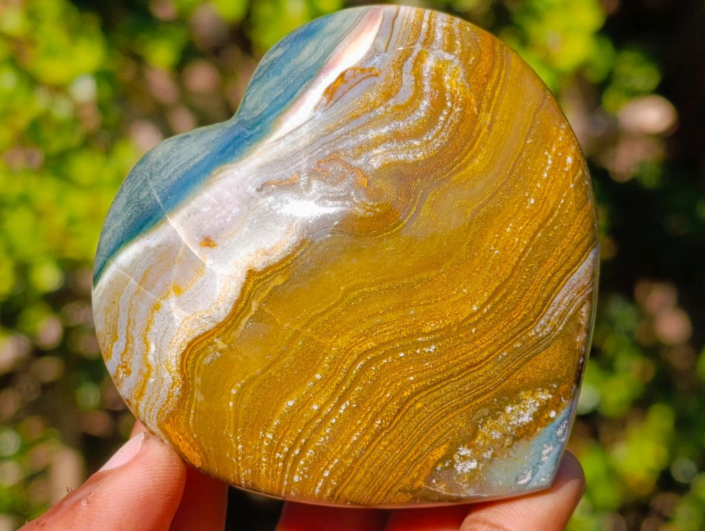 Polished Ocean Jasper Hearts x 6 From Northwest Coast, Madagascar - Toprock Gemstones and Minerals 