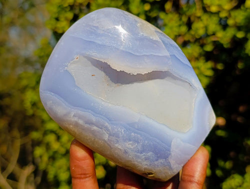 Polished Blue Lace Agate Standing Display Pieces x 2 From Nsanje, Malawi - Toprock Gemstones and Minerals 