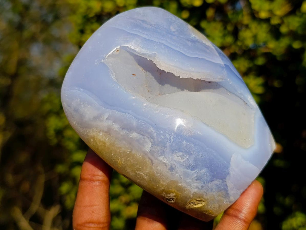 Polished Blue Lace Agate Standing Display Pieces x 2 From Nsanje, Malawi - Toprock Gemstones and Minerals 