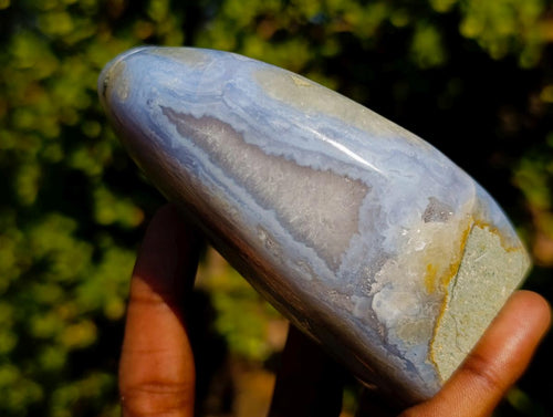 Polished Blue Lace Agate Standing Display Pieces x 2 From Nsanje, Malawi - Toprock Gemstones and Minerals 