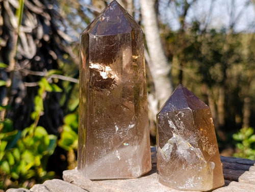 Polished Smokey Quartz Crystals x 2 From Madagascar - Toprock Gemstones and Minerals 