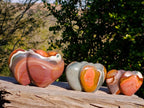 Polished Polychrome Jasper Twin Hearts x 3 From NW Coast, Madagascar - Toprock Gemstones and Minerals 