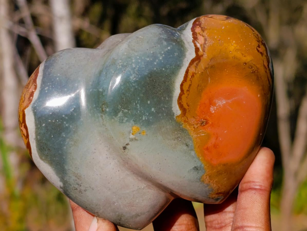 Polished Polychrome Jasper Twin Hearts x 3 From NW Coast, Madagascar - Toprock Gemstones and Minerals 
