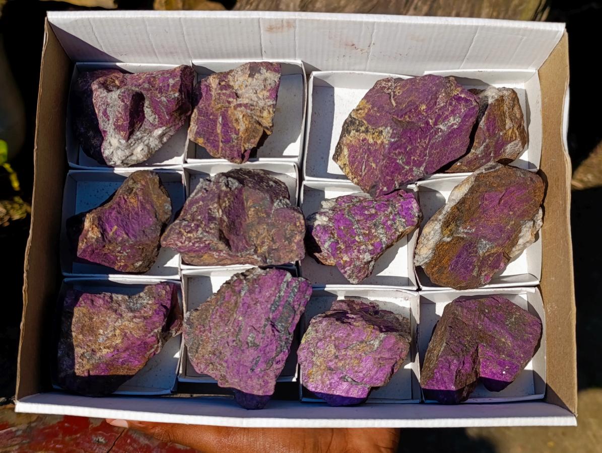 Natural Metallic Cobbed Purpurite Specimens x 12 From Erongo, Namibia - Toprock Gemstones and Minerals 