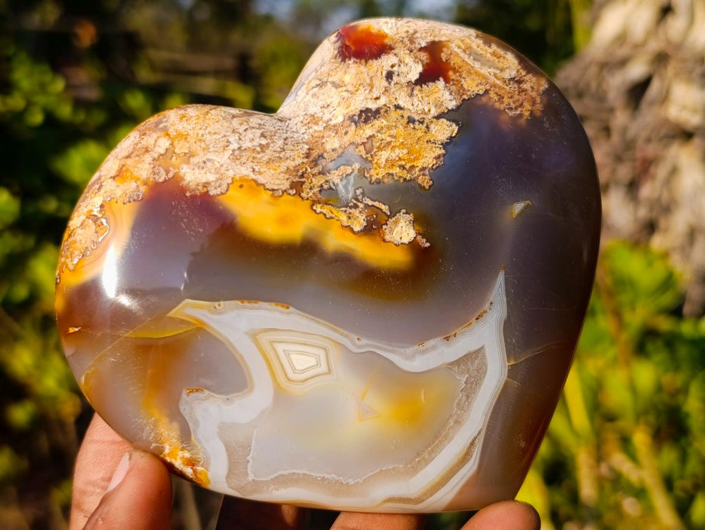 Polished Large Lemur Island Carnelian Agate Crystalline Hearts x 6 From Nosy Varika, Madagascar - Toprock Gemstones and Minerals 