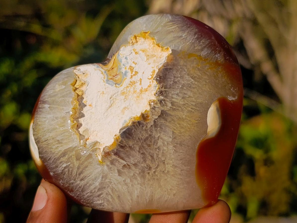 Polished Large Lemur Island Carnelian Agate Crystalline Hearts x 6 From Nosy Varika, Madagascar - Toprock Gemstones and Minerals 