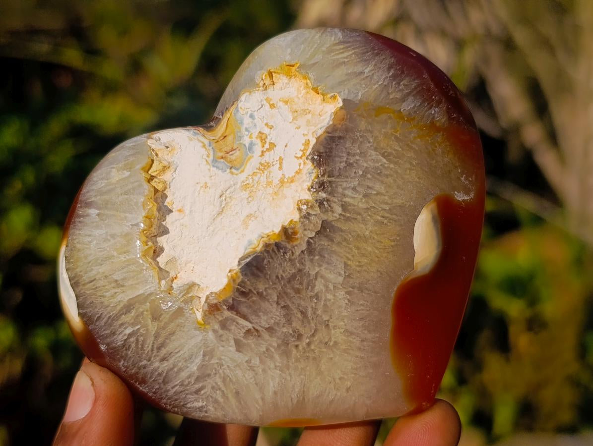 Polished Large Lemur Island Carnelian Agate Crystalline Hearts x 6 From Nosy Varika, Madagascar - Toprock Gemstones and Minerals 