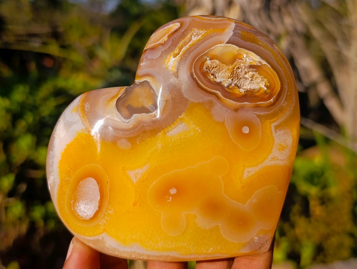 Polished Large Lemur Island Carnelian Agate Crystalline Hearts x 6 From Nosy Varika, Madagascar - Toprock Gemstones and Minerals 
