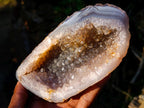 Polished and Natural Agate with Crystalline Geode Centres x 3 From Maintirano, Madagascar - Toprock Gemstones and Minerals 