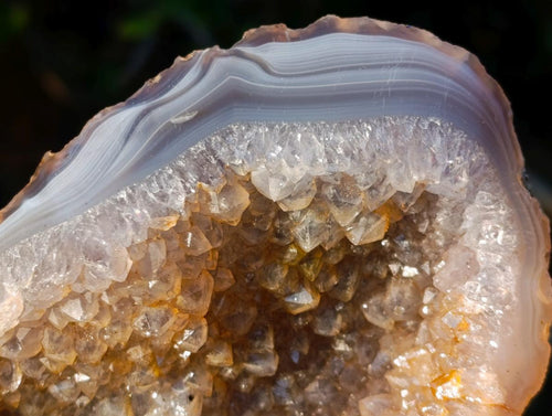 Polished and Natural Agate with Crystalline Geode Centres x 3 From Maintirano, Madagascar - Toprock Gemstones and Minerals 