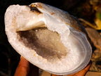 Polished and Natural Agate with Crystalline Geode Centres x 3 From Maintirano, Madagascar - Toprock Gemstones and Minerals 