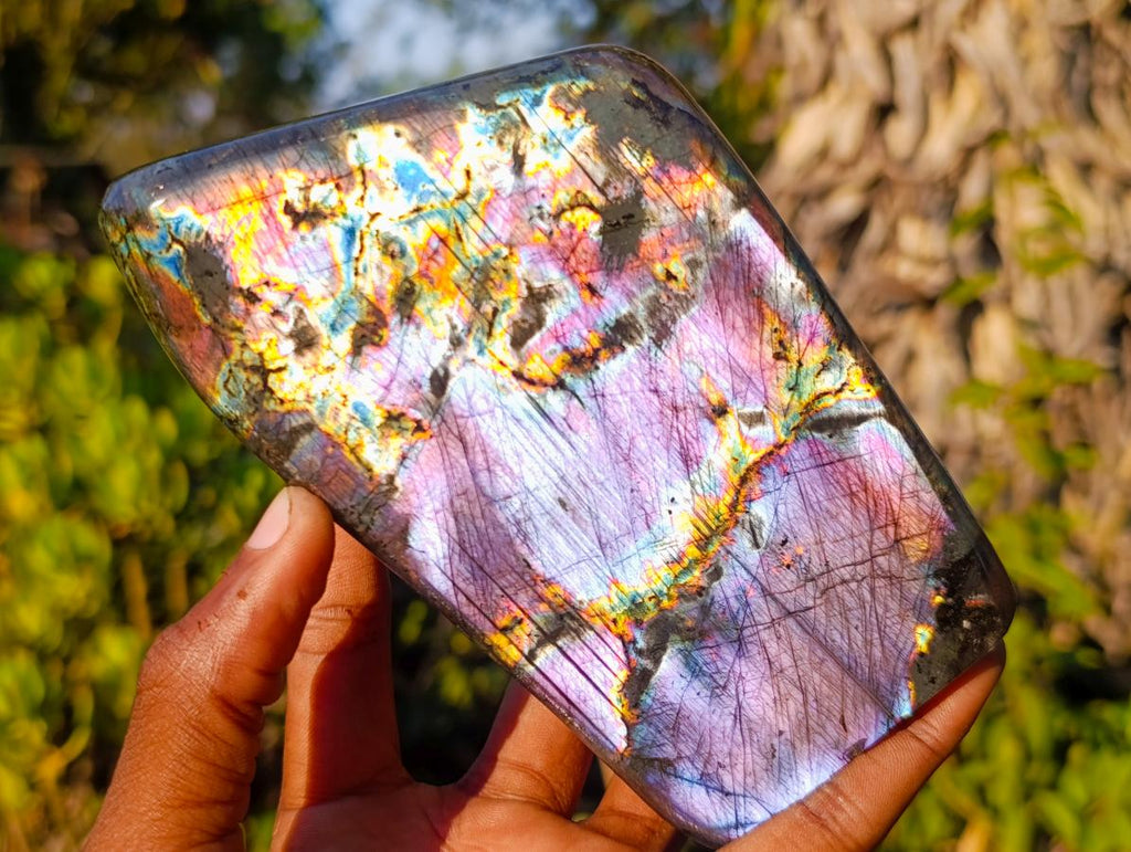 Polished Spectrolite Labradorite Standing Display Pieces x 2 From Madagascar