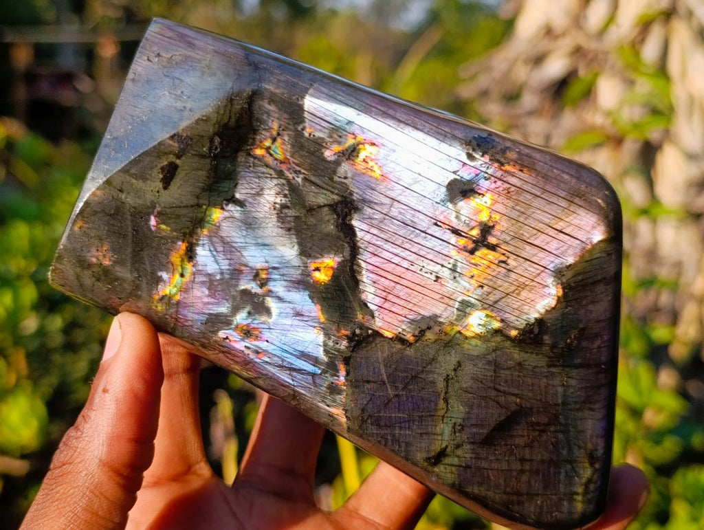 Polished Spectrolite Labradorite Standing Display Pieces x 2 From Madagascar