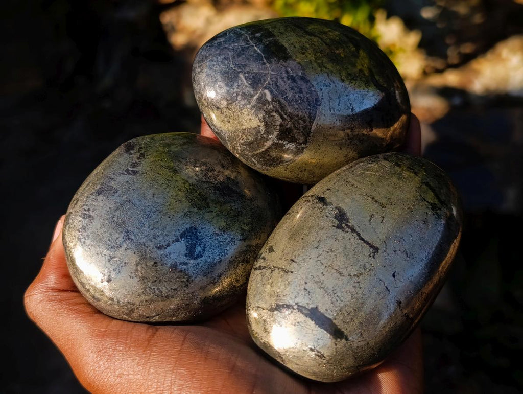 Polished Basalt Pharaoh Stone Galets x 3 From Iron Duke Mine, Zimbabwe - Toprock Gemstones and Minerals 