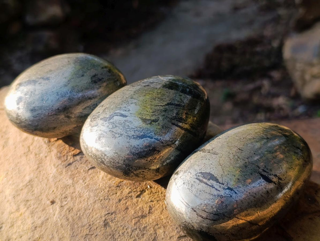 Polished Basalt Pharaoh Stone Galets x 3 From Iron Duke Mine, Zimbabwe - Toprock Gemstones and Minerals 