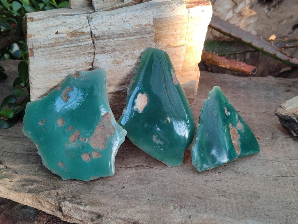 Polished on One Side Mtorolite Chrysoprase Slices x 12 From Mutorashanga, Zimbabwe - Toprock Gemstones and Minerals 