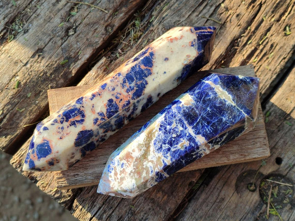 Polished Double Terminated Sodalite Crystals x 6 From Kunene River, Namibia - Toprock Gemstones and Minerals 