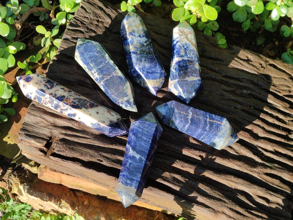 Polished Double Terminated Sodalite Crystals x 6 From Kunene River, Namibia - Toprock Gemstones and Minerals 