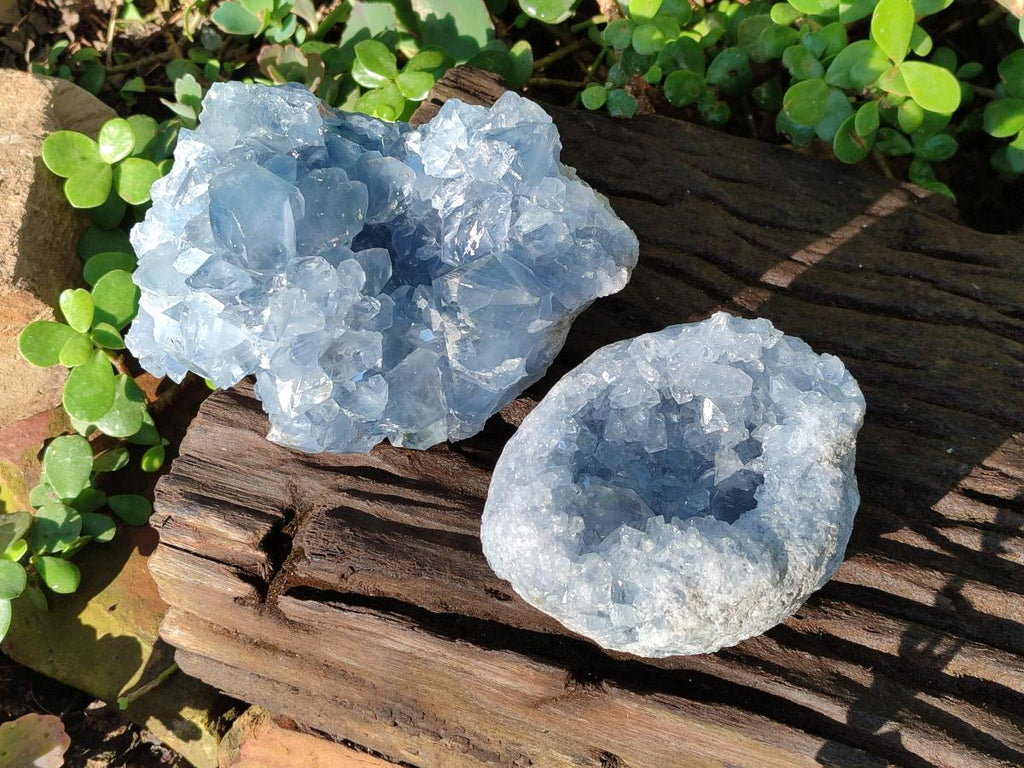Natural Blue Celestite Specimens x 2 From Sakoany, Madagascar - Toprock Gemstones and Minerals 