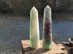 Polished Watermelon Fluorite Display Crystal Towers x 2 From Uis, Namibia - Toprock Gemstones and Minerals 