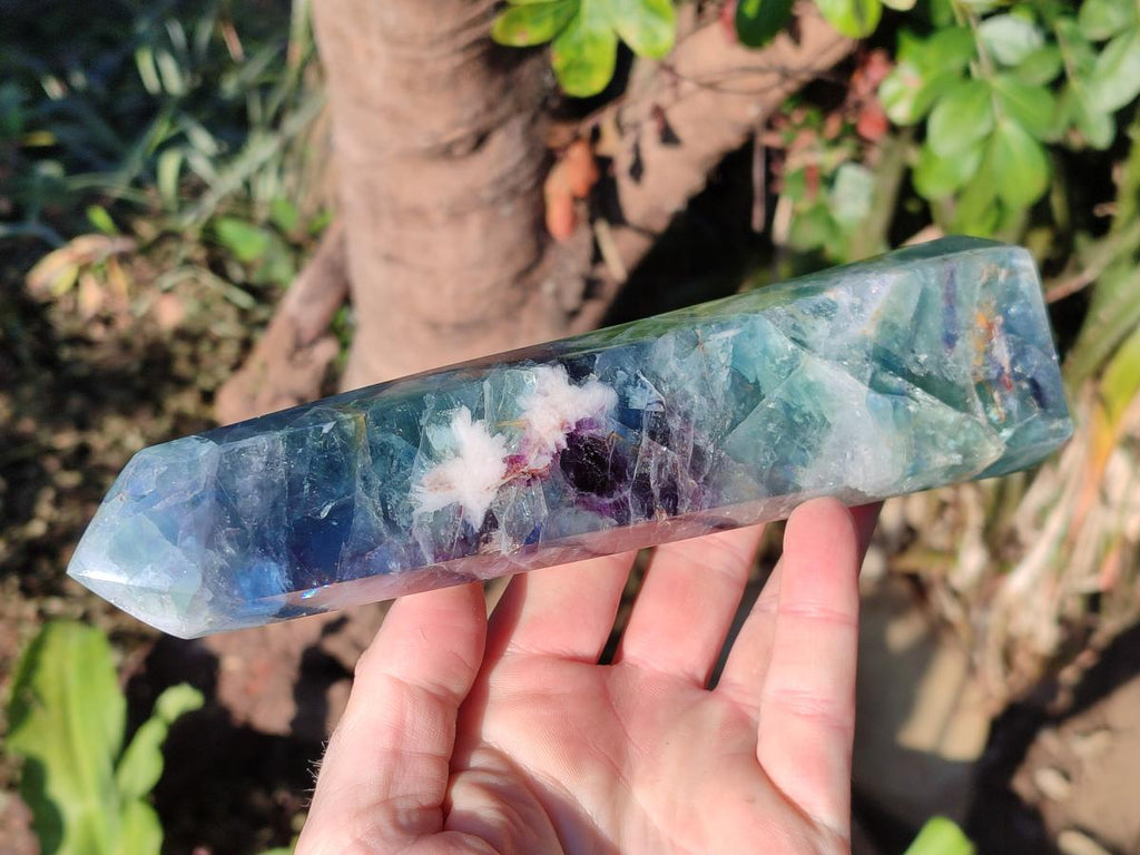 Polished Watermelon Fluorite Display Crystal Towers x 2 From Uis, Namibia - Toprock Gemstones and Minerals 