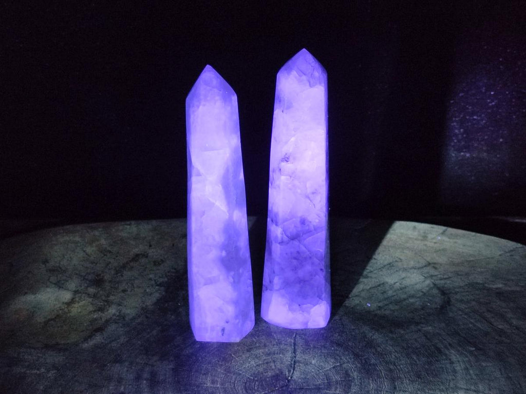Polished Watermelon Fluorite Display Crystal Towers x 2 From Uis, Namibia - Toprock Gemstones and Minerals 