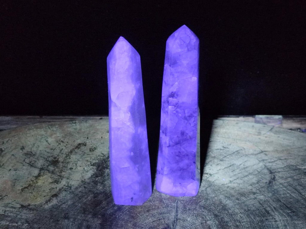 Polished Watermelon Fluorite Display Crystal Towers x 2 From Uis, Namibia - Toprock Gemstones and Minerals 