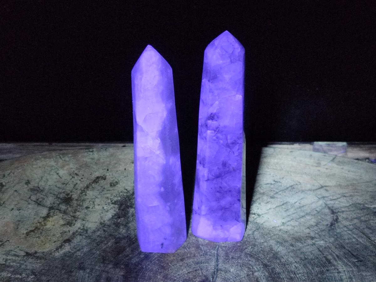 Polished Watermelon Fluorite Display Crystal Towers x 2 From Uis, Namibia - Toprock Gemstones and Minerals 
