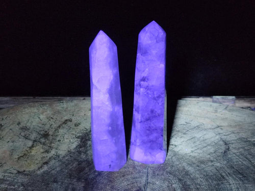 Polished Watermelon Fluorite Display Crystal Towers x 2 From Uis, Namibia - Toprock Gemstones and Minerals 