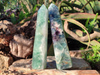 Polished Watermelon Fluorite Display Crystal Towers x 2 From Uis, Namibia - Toprock Gemstones and Minerals 