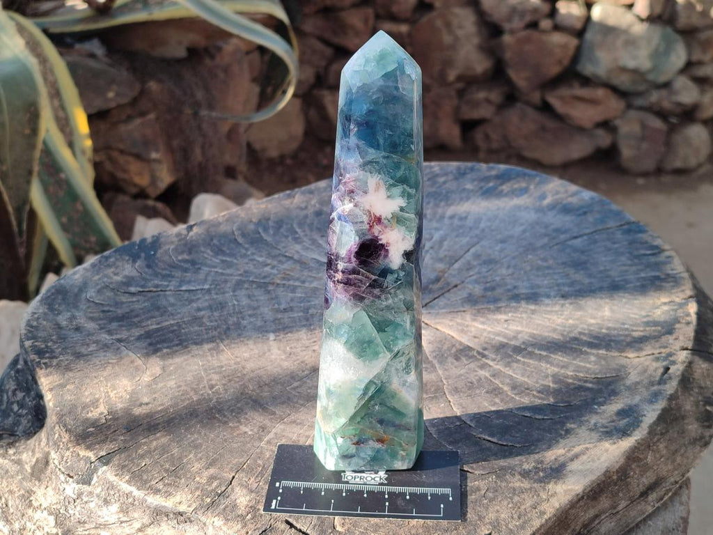 Polished Watermelon Fluorite Display Crystal Towers x 2 From Uis, Namibia - Toprock Gemstones and Minerals 
