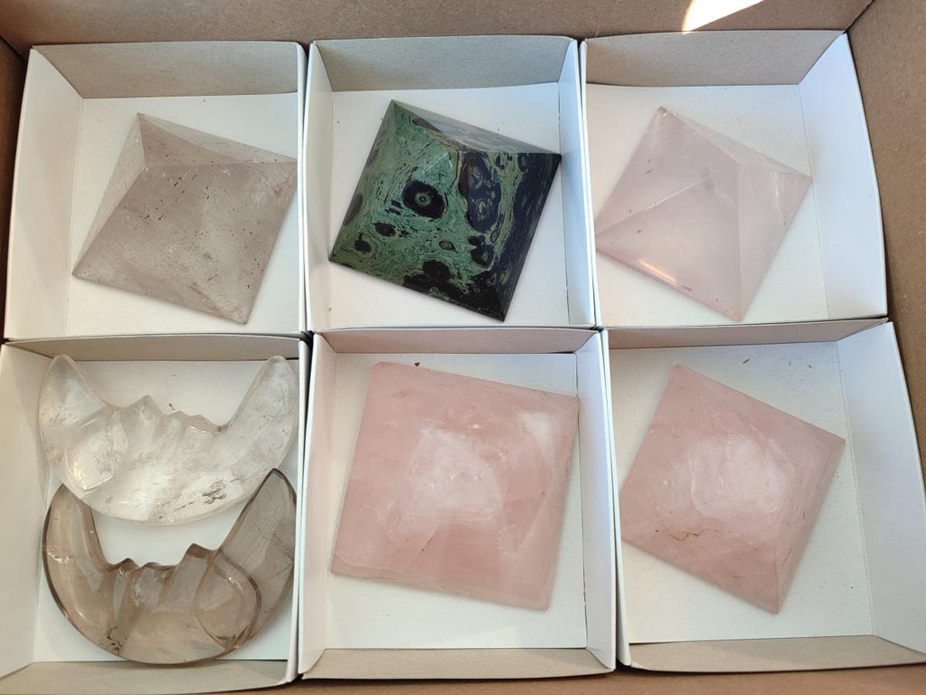 Polished Mixed Selected Multi Mineral Ornaments x 7 From Madagascar - Toprock Gemstones and Minerals 