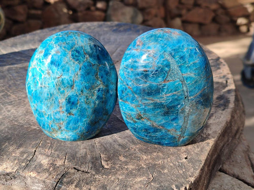 Polished Blue Apatite Standing Display Pieces x 3 From Betroka, Madagascar - Toprock Gemstones and Minerals 