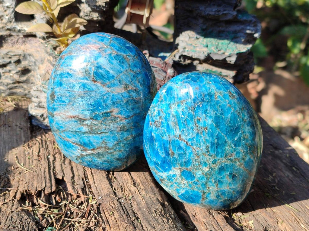 Polished Blue Apatite Standing Display Pieces x 3 From Betroka, Madagascar - Toprock Gemstones and Minerals 