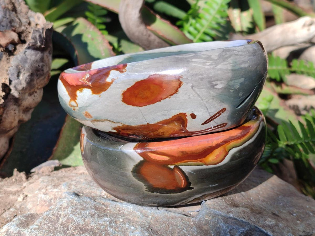 Polished Polychrome Jasper Bowls x 2 From NW Coast, Madagascar - Toprock Gemstones and Minerals 