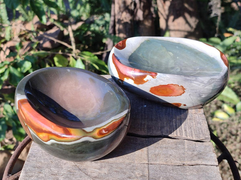 Polished Polychrome Jasper Bowls x 2 From NW Coast, Madagascar - Toprock Gemstones and Minerals 