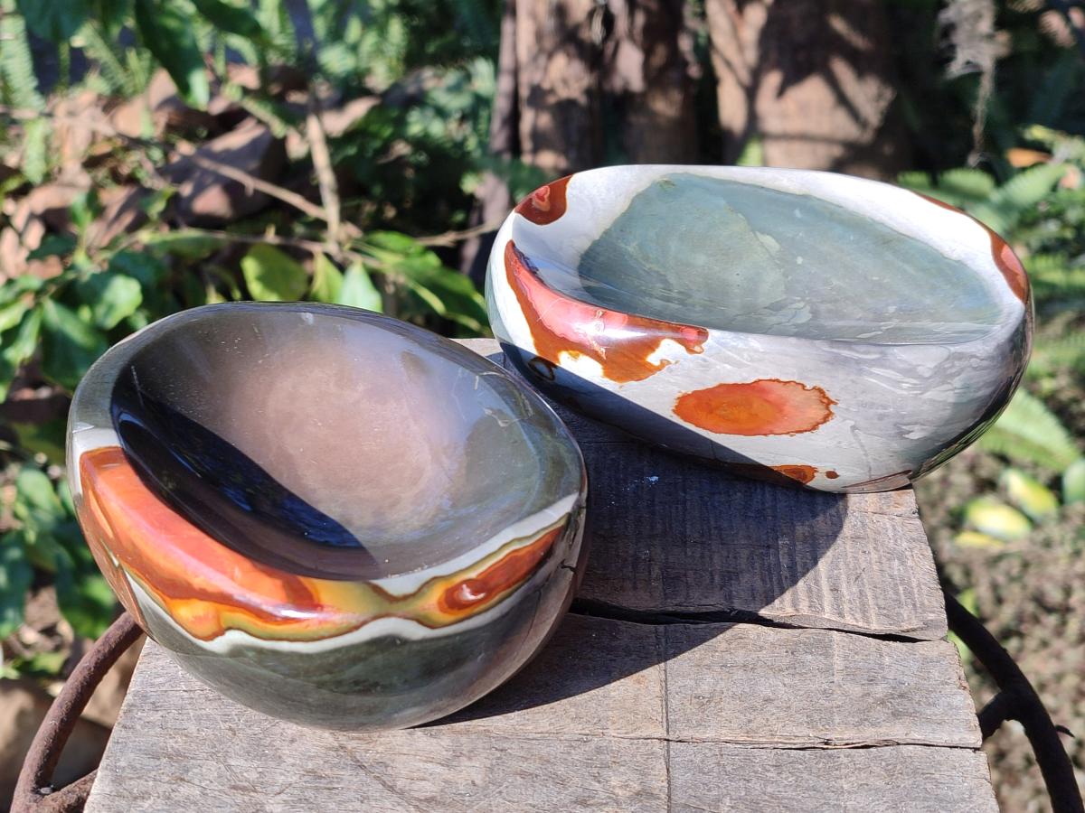 Polished Polychrome Jasper Bowls x 2 From NW Coast, Madagascar - Toprock Gemstones and Minerals 