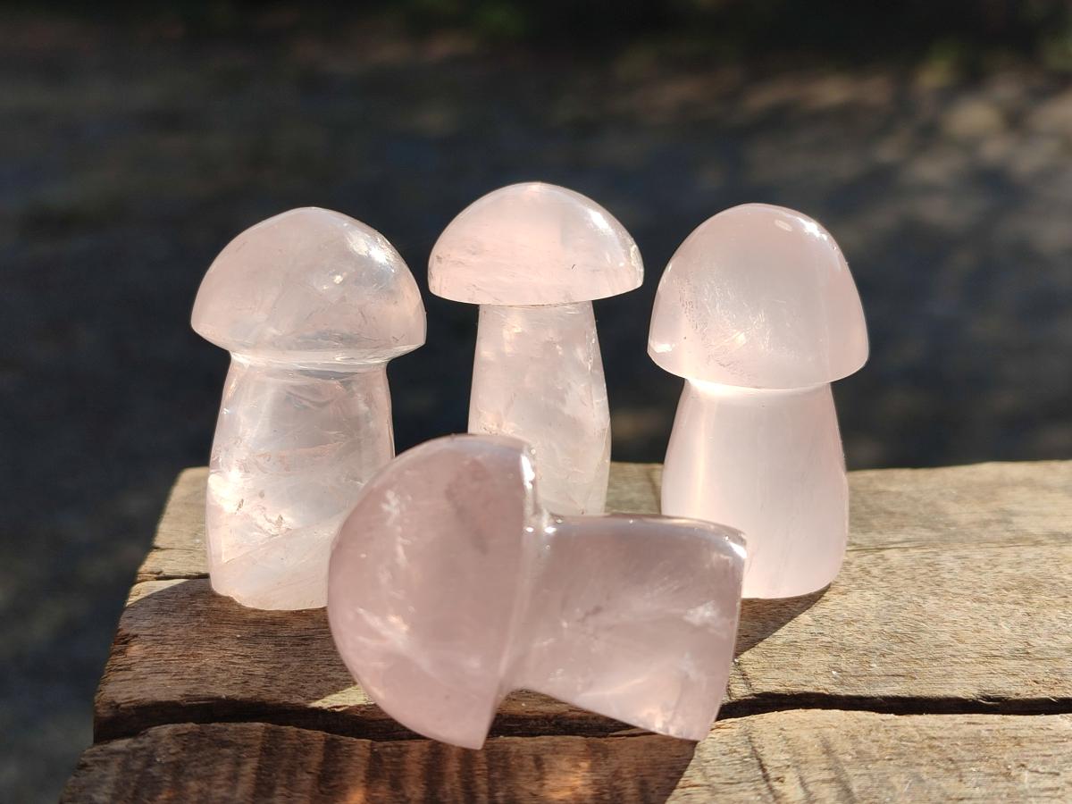 Polished Gemmy Rose Quartz Mushrooms x 35 From Madagascar - Toprock Gemstones and Minerals 