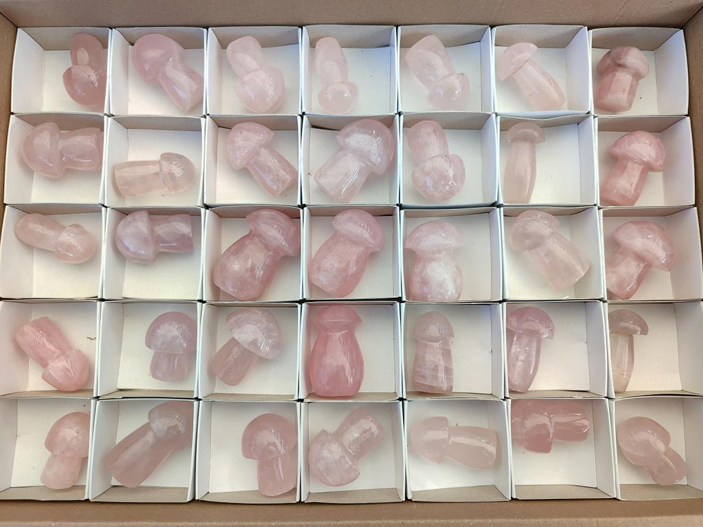 Polished Gemmy Rose Quartz Mushrooms x 35 From Madagascar - Toprock Gemstones and Minerals 