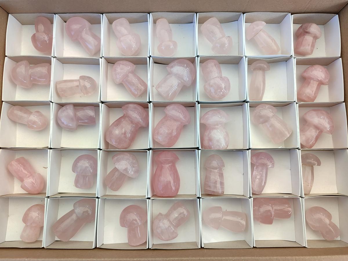 Polished Gemmy Rose Quartz Mushrooms x 35 From Madagascar - Toprock Gemstones and Minerals 