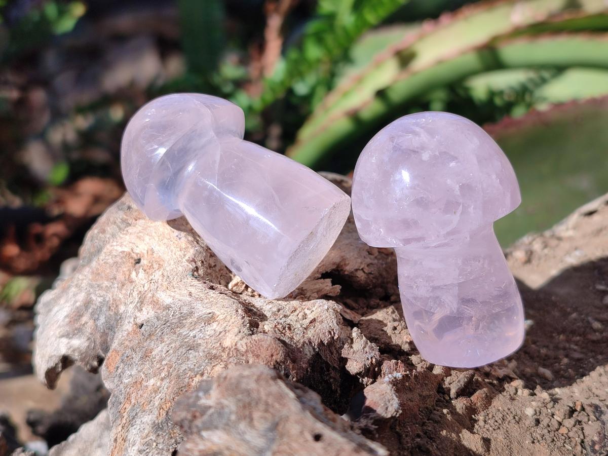 Polished Gemmy Rose Quartz Mushrooms x 35 From Madagascar - Toprock Gemstones and Minerals 