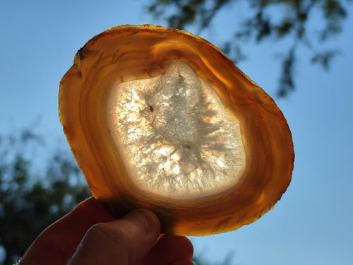 Polished Banded Agate Slices with Natural Edging x 6 From Madagascar - Toprock Gemstones and Minerals 
